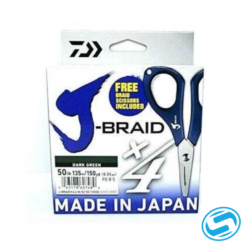 Daiwa J-Braid X4 Braided Line With Scissors