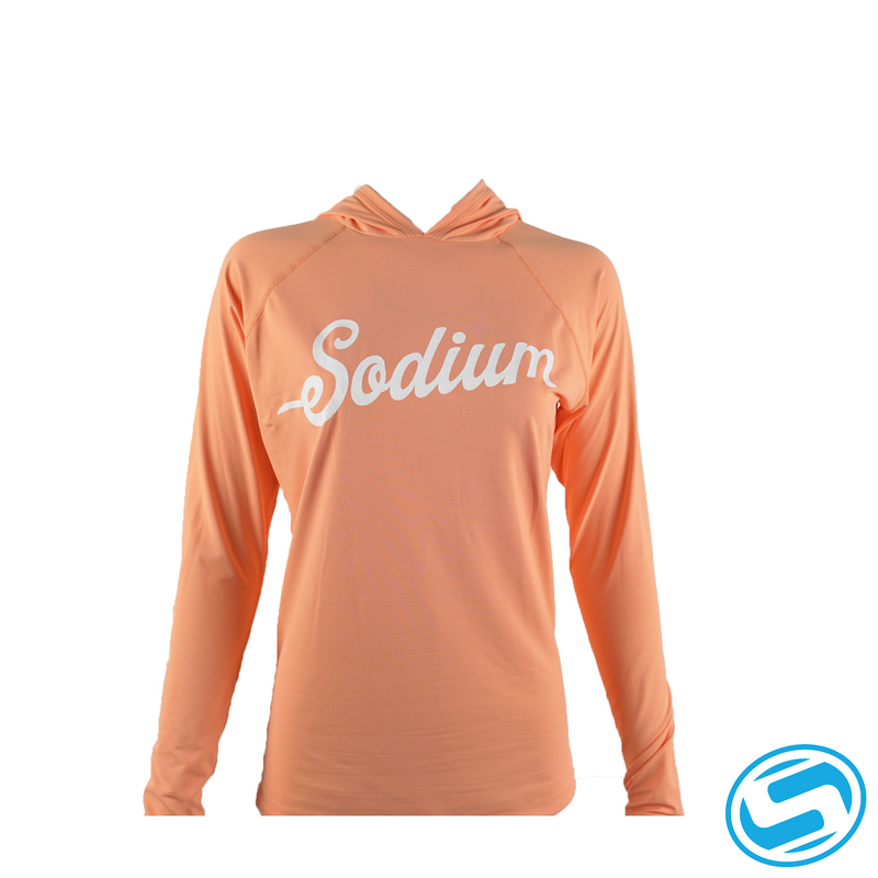 Women's Sodium Cursive Logo Long Sleeve Hooded Shirt