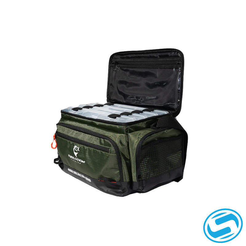 evolution tackle bag Strap with mesh support secures your trays inside the backpack Evolution Outdoor Design Tackle Bags