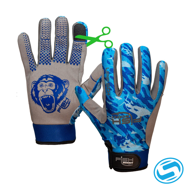 Fish Monkey Pro 365 Guide Glove, Exposed Fingers, Blue Water Camo, X-Large  (#364537521741)